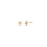 Zoe Chicco 14k Yellow Gold Pave Midi Bitty Star of David Studs