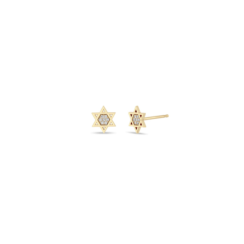 Zoe Chicco 14k Yellow Gold Pave Midi Bitty Star of David Studs