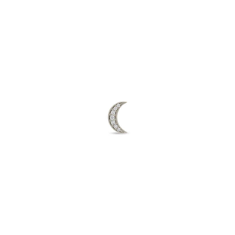 Zoe Chicco 14k White Gold Pave Diamond Midi Bitty Moon Stud Earring