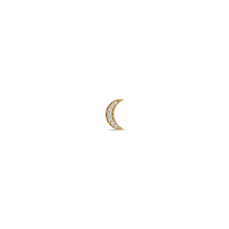 Zoe Chicco 14k Yellow Gold Pave Diamond Midi Bitty Moon Stud Earring