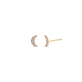 Zoe Chicco 14k Rose Gold Pave Diamond Midi Bitty Moon Stud Earrings