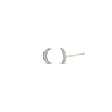 Zoe Chicco 14k White Gold Pave Diamond Midi Bitty Moon Stud Earrings