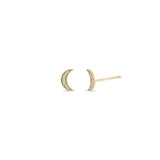 Zoe Chicco 14k Yellow Gold Pave Diamond Midi Bitty Moon Stud Earrings