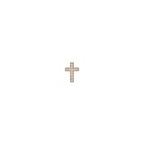 14k Rose Gold Pave Diamond Midi Bitty Cross Single Stud