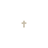 14k Yellow Gold Pave Diamond Midi Bitty Cross Single Stud