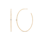 Zoë Chicco 14k Rose Gold White Diamond Center Medium Thin Hoop Earrings