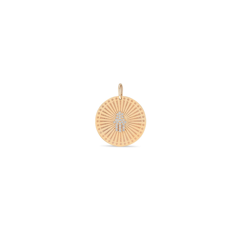 Zoë Chicco 14k Gold Pavé Diamond Hamsa Medium Sunbeam Medallion Charm Pendant
