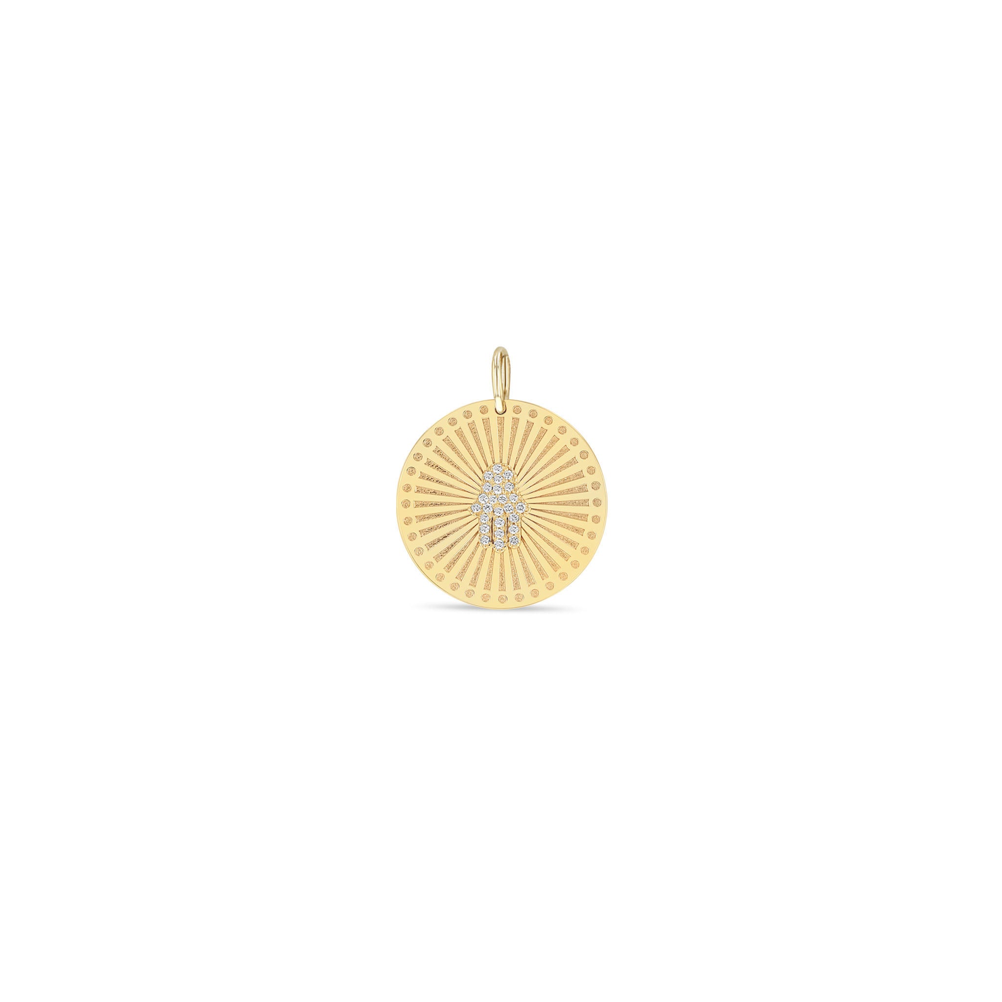 Zoë Chicco 14k Gold Pavé Diamond Hamsa Medium Sunbeam Medallion Charm Pendant