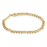 Zoë Chicco 14k Gold Medium Curb Chain Bracelet with 5 Floating Diamonds