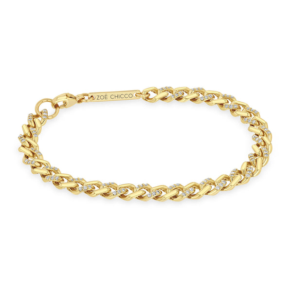 Zoë Chicco 14k Gold & Alternating Pavé Diamond Medium Curb Chain Bracelet