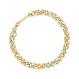 top down view of a Zoë Chicco 14k Gold & Alternating Pavé Diamond Medium Curb Chain Bracelet