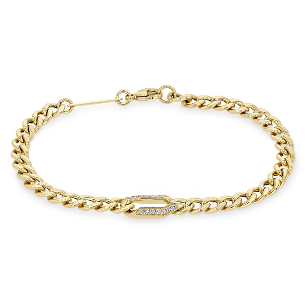 Zoë Chicco 14k Gold Pavé Diamond Oval Link Medium Curb Chain Bracelet