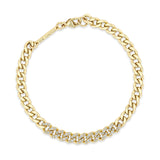 top down view of a Zoë Chicco 14k Gold Pavé Diamond Segment Medium Curb Chain Bracelet