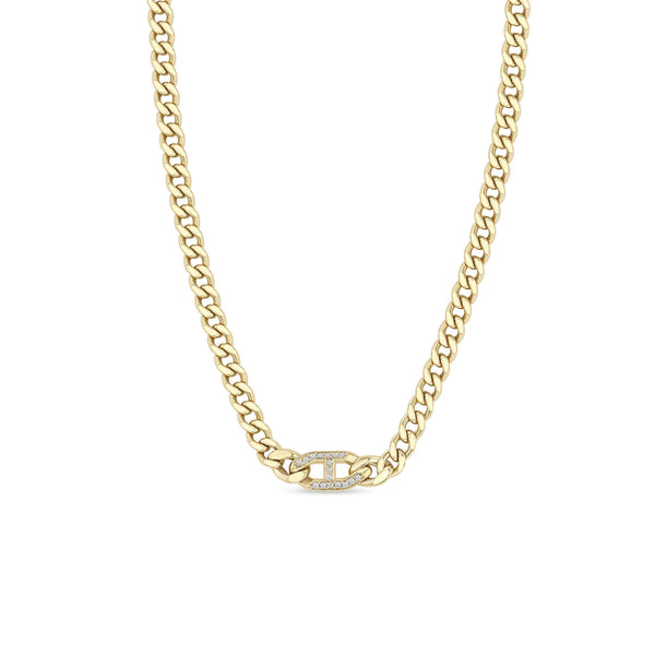 Zoë Chicco 14k Gold Pavé Diamond Mariner Link Medium Curb Chain Necklace