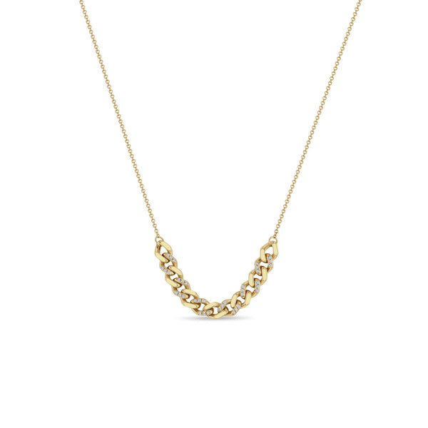 Zoë Chicco 14k Gold & Alternating Pavé Diamond Medium Curb Chain Station Necklace