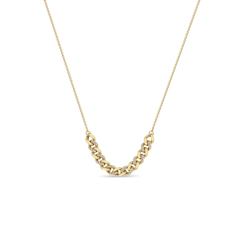 Zoë Chicco 14k Gold & Alternating Pavé Diamond Medium Curb Chain Station Necklace