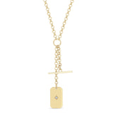Zoe Chicco 14k gold chain necklace with a tag pendant on a white background
