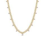 Zoë Chicco 14k Gold Medium Curb Chain Necklace with Graduated Prong Diamonds
