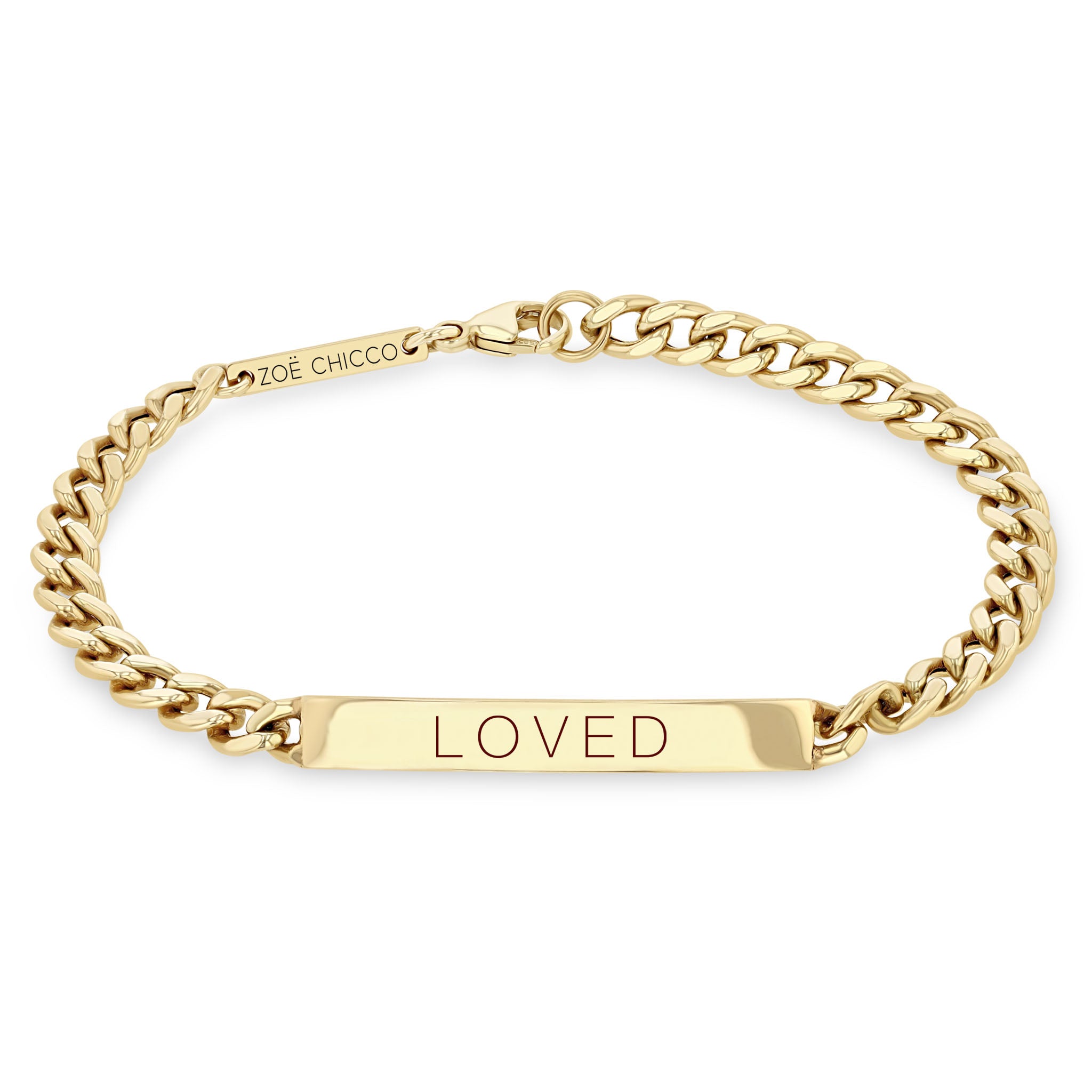 Zoë Chicco 14k Gold Medium Curb Chain Personalized ID Bracelet
