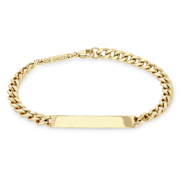 Men's 14k Gold Medium Curb Chain ID Bracelet
