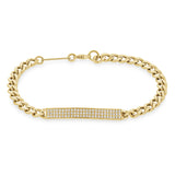 Zoë Chicco 14k Gold Pavé Diamond ID Bar Medium Curb Chain Bracelet