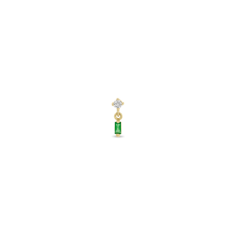 Single Zoë Chicco 14k Gold Linked Round Diamond & Baguette Emerald Drop Earring