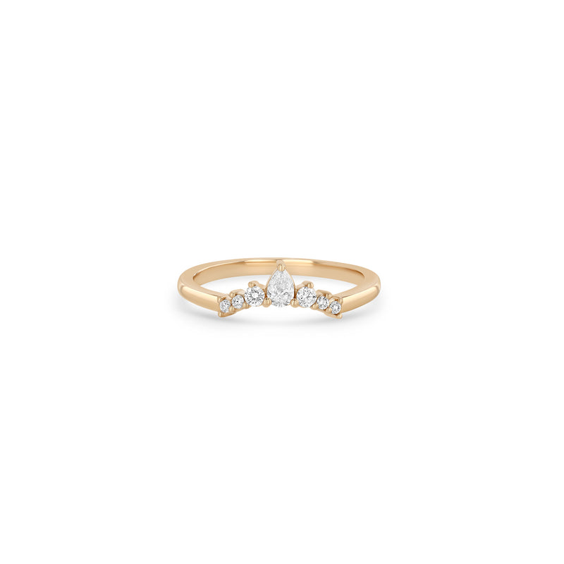 Zoë Chicco 14k Gold Pear & Graduated Round Diamond Curve Ring