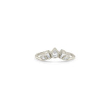 Zoe Chicco 14k white gold ring with a central teardrop-shaped diamond on a white background
