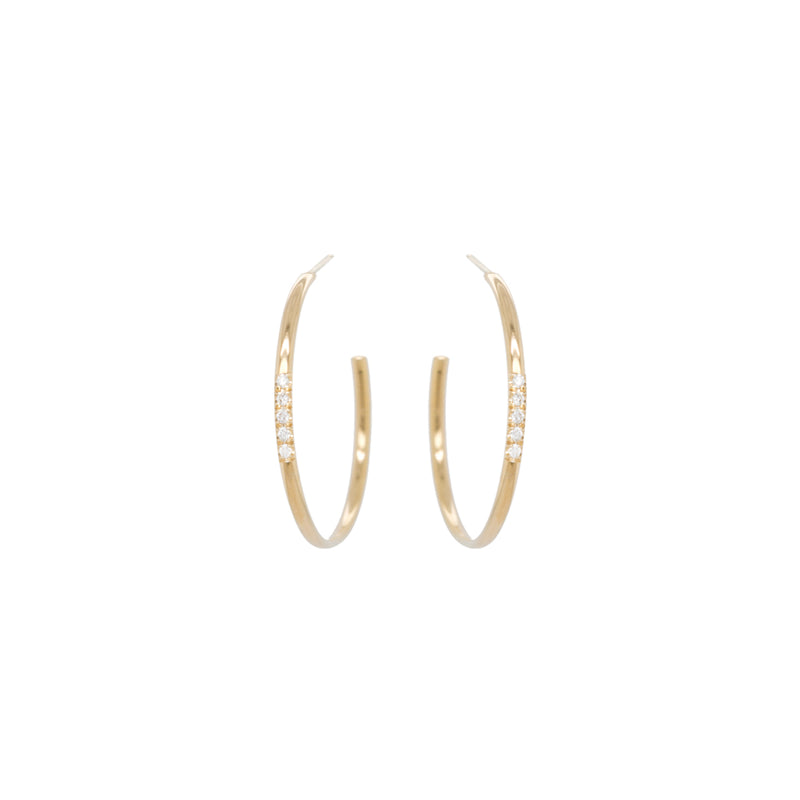 Zoë Chicco 14k Gold 5 Pavé Diamond Medium Hoop Earrings
