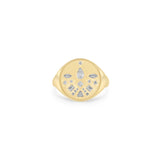 Zoë Chicco 14k Gold Diamond Mosaic Brushed Gold Round Signet Ring