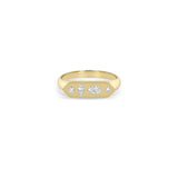 Zoë Chicco 14k Gold Diamond Mosaic Brushed Gold Elongated Hexagon Signet Ring