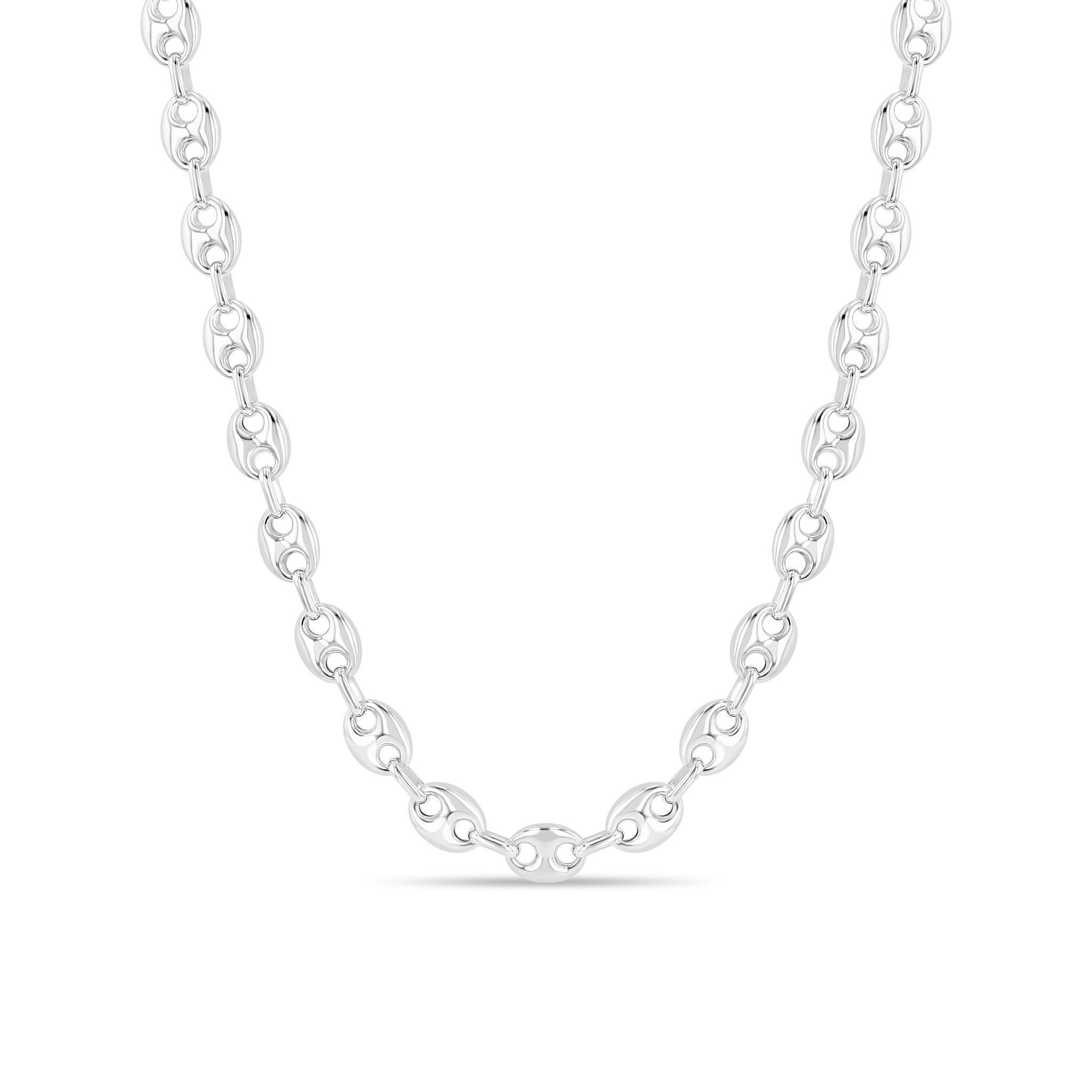 Sterling Silver Medium Puffed Mariner Chain Necklace