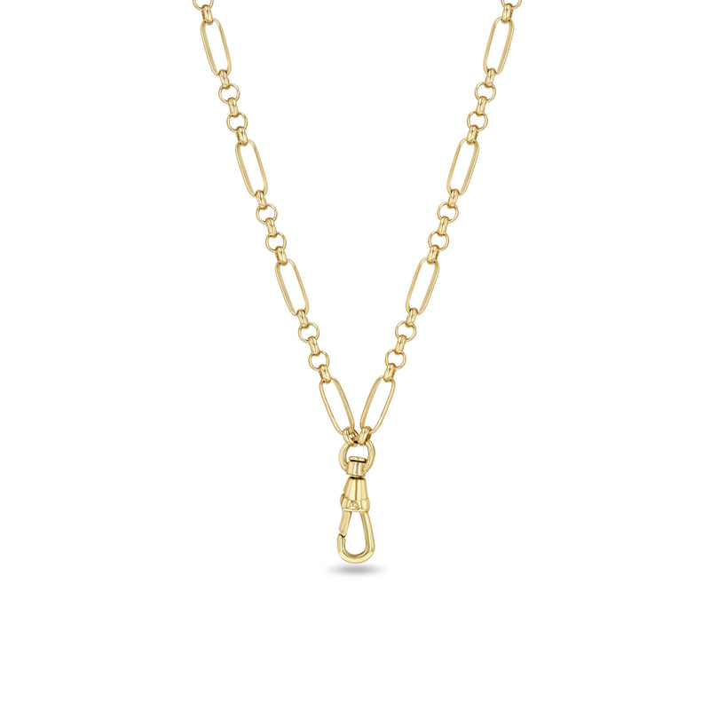 Zoë Chicco 14k Gold Medium Paperclip Rolo Chain Necklace with Fob Clasp Drop