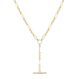 Zoë Chicco 14k Gold Medium Paperclip Rolo Chain Pavé Diamond Toggle Lariat Necklace