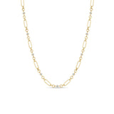 Zoë Chicco 14k Gold Linked Prong Diamond & Medium Paperclip Rolo Chain Necklace