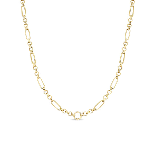 Zoë Chicco 14k Gold Circle Medium Paperclip Rolo Chain Necklace
