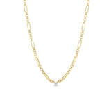 Zoë Chicco 14k Gold Prong Diamond Medium Paperclip Rolo Chain Necklace