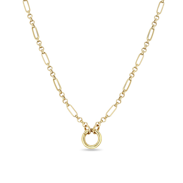 Zoë Chicco 14k Gold Medium Paperclip Rolo Chain Round Enhancer Necklace