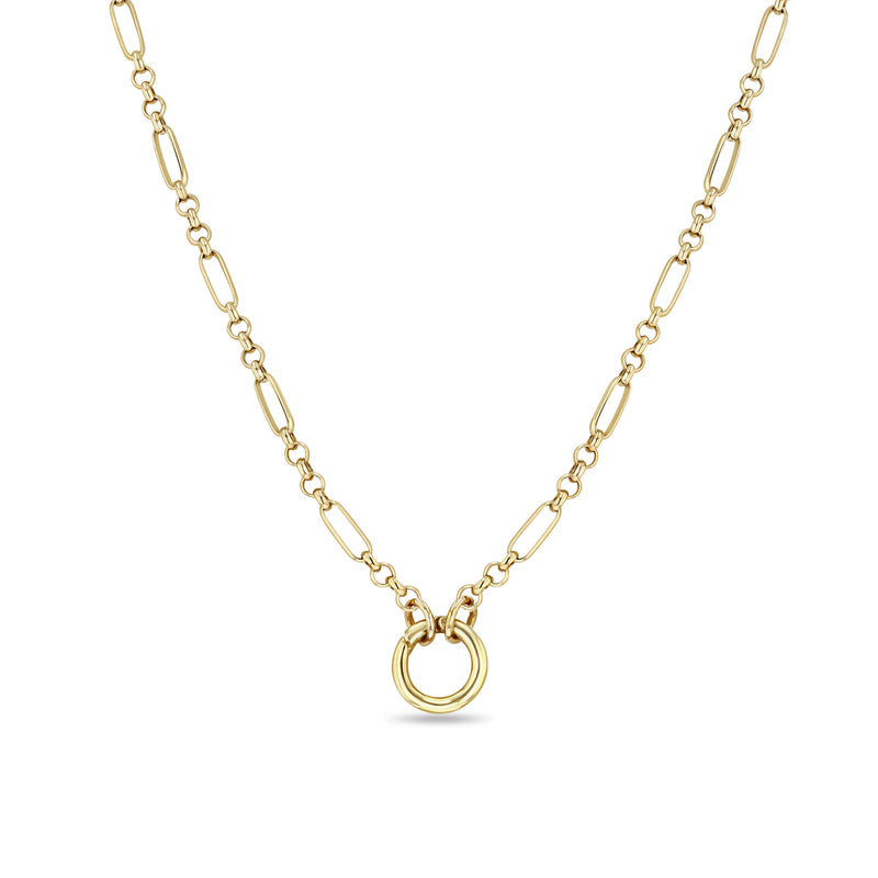 Zoë Chicco 14k Gold Medium Paperclip Rolo Chain Round Enhancer Necklace