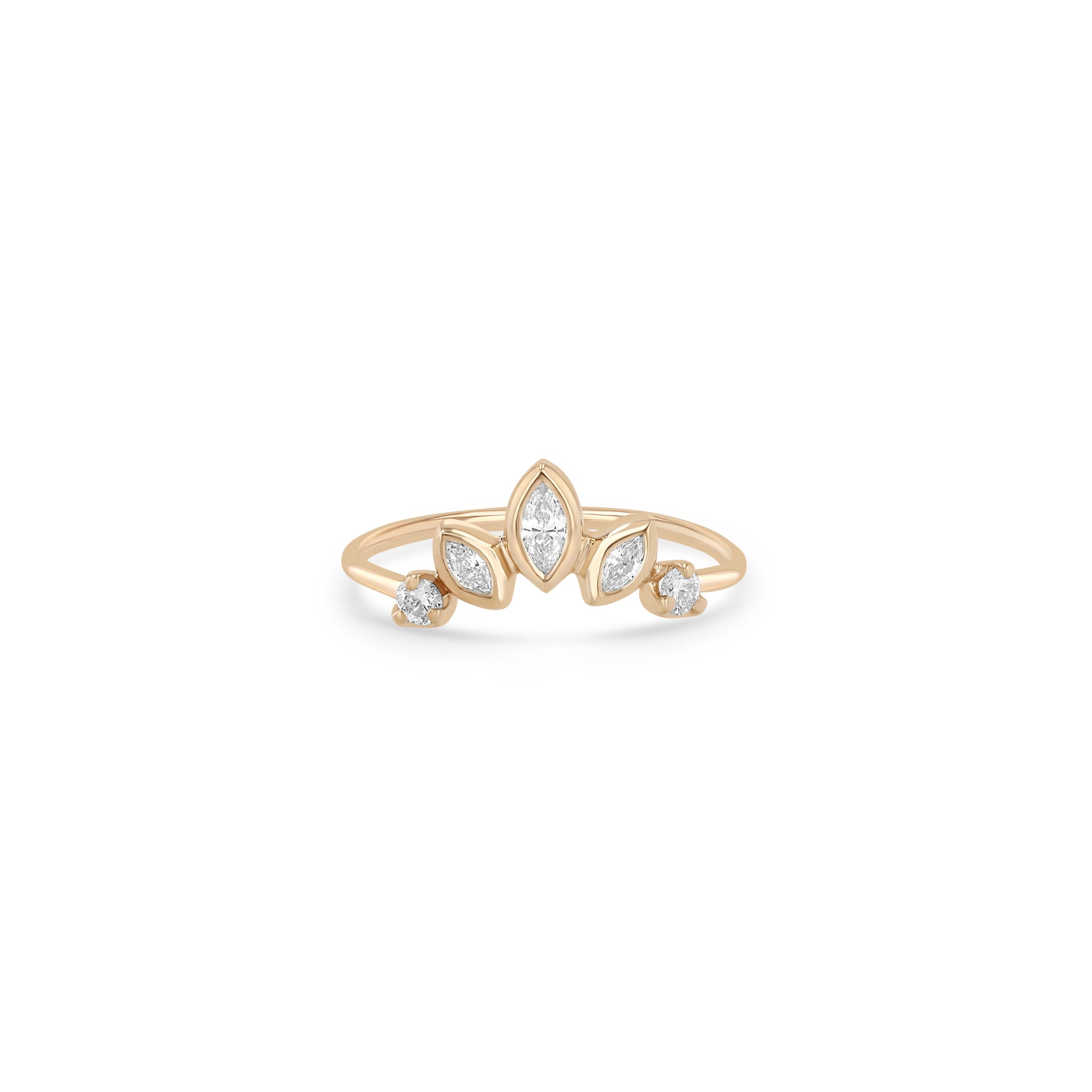Zoe Chicco 14k Rose Gold Graduating Marquise & Prong Diamond Fan Ring on a white background
