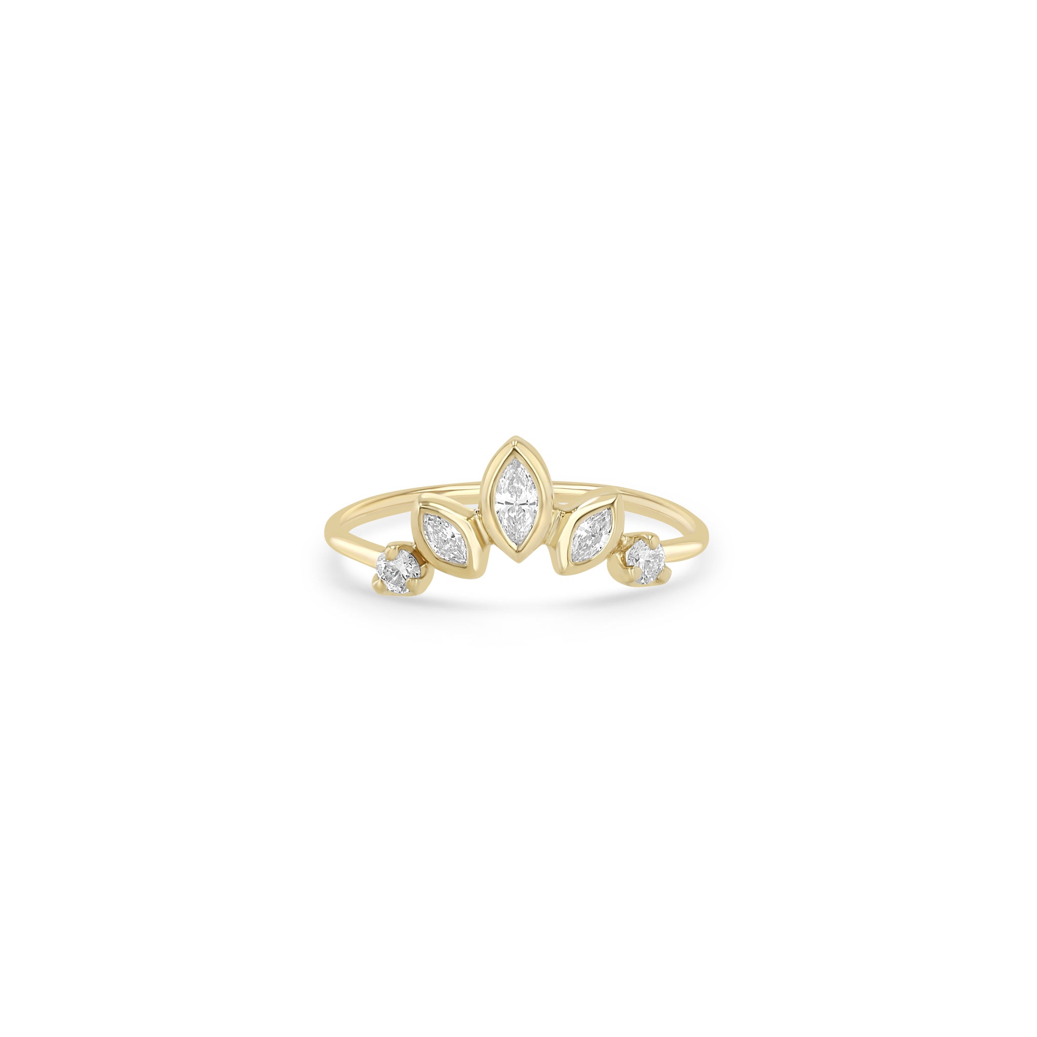 Zoe Chicco 14k Gold Graduating Marquise & Prong Diamond Fan Ring on a white background