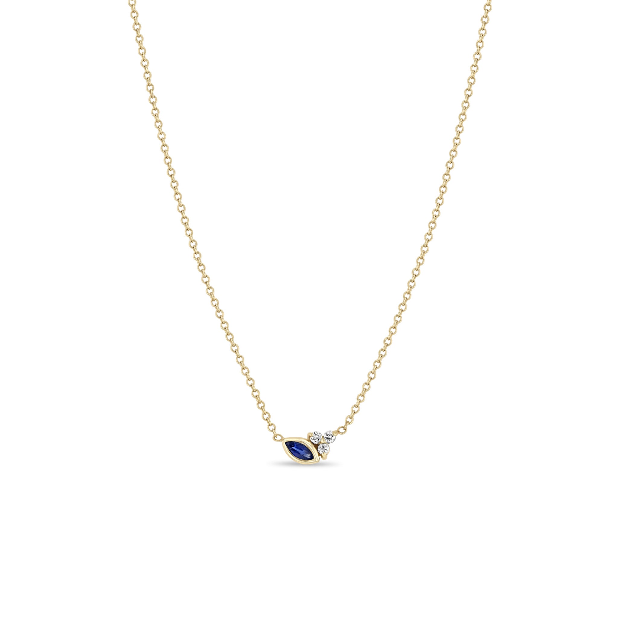 Zoë Chicco 14k Gold Marquise Blue Sapphire & Prong Diamond Trio Necklace
