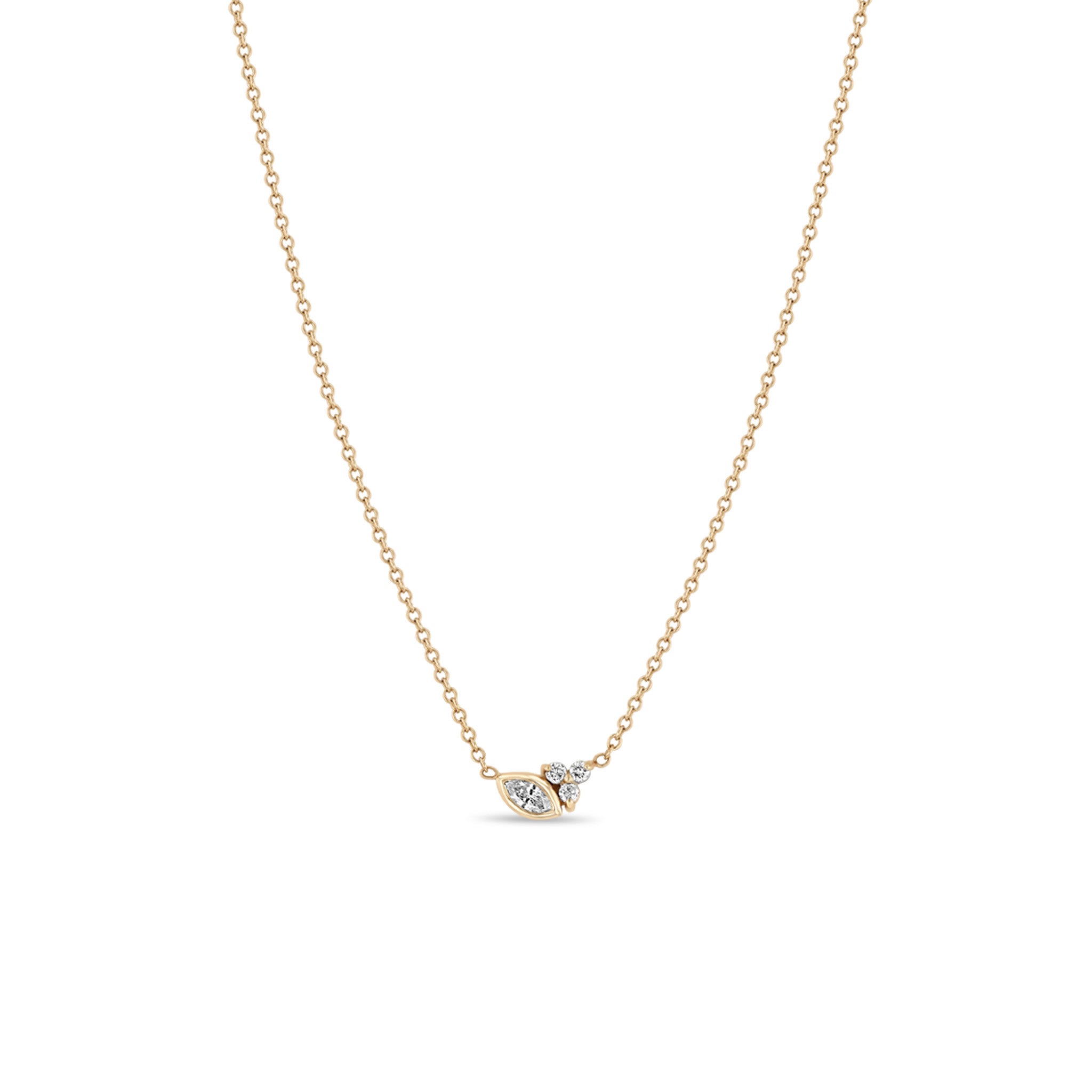 Zoë Chicco 14k Gold Marquise & Prong Diamond Trio Necklace