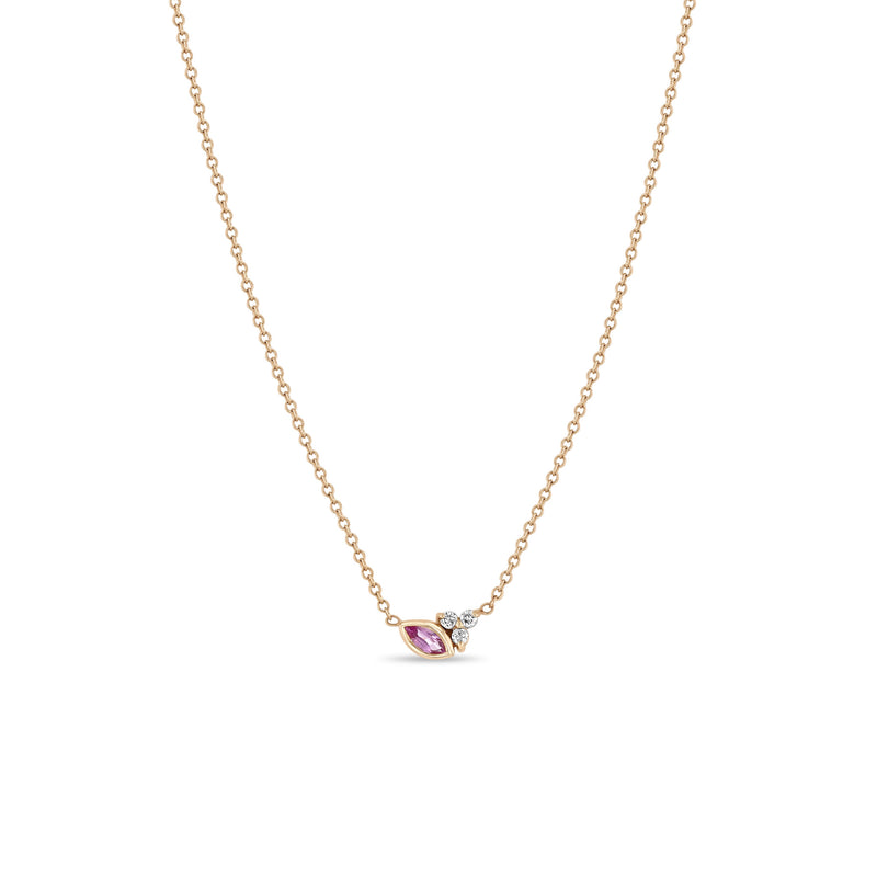 Zoë Chicco 14k Gold Marquise Pink Sapphire & Prong Diamond Trio Necklace