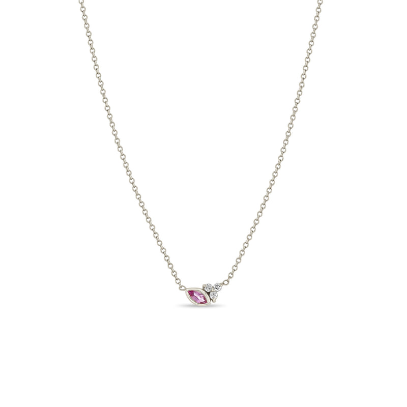 Zoë Chicco 14k Gold Marquise Pink Sapphire & Prong Diamond Trio Necklace