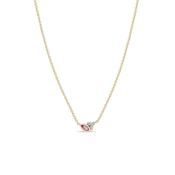 Zoë Chicco 14k Gold Marquise Pink Sapphire & Prong Diamond Trio Necklace