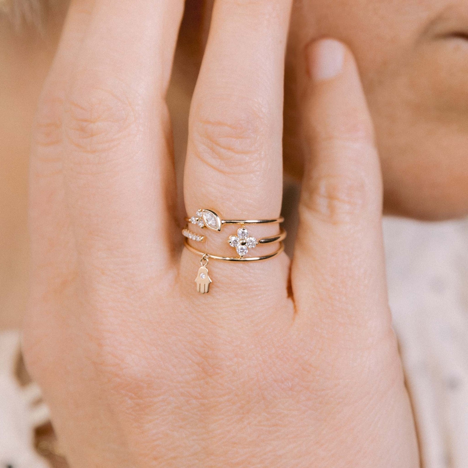 Zoë Chicco 14k Gold Prong Diamond Quad & Pavé Diamond Open