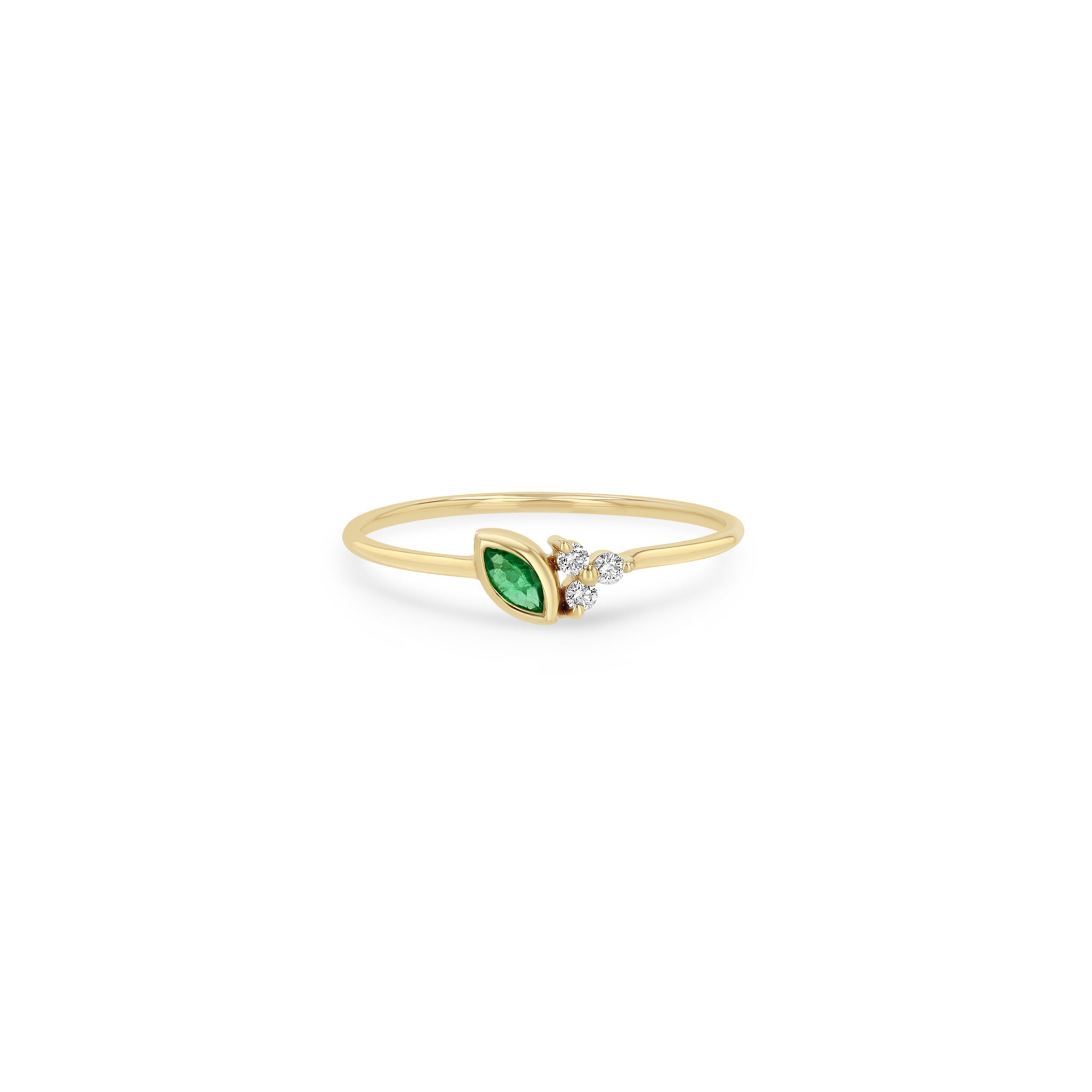 Zoë Chicco 14k Gold Marquise Emerald & Prong Diamond Trio Ring