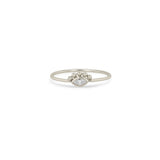 Zoe Chicco 14k white gold ring with a small diamond and small beads on top with a white background