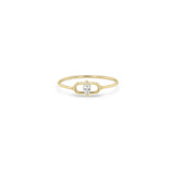 Zoe Chicco 14k Gold open link ring with a small diamond in the center on a white background
